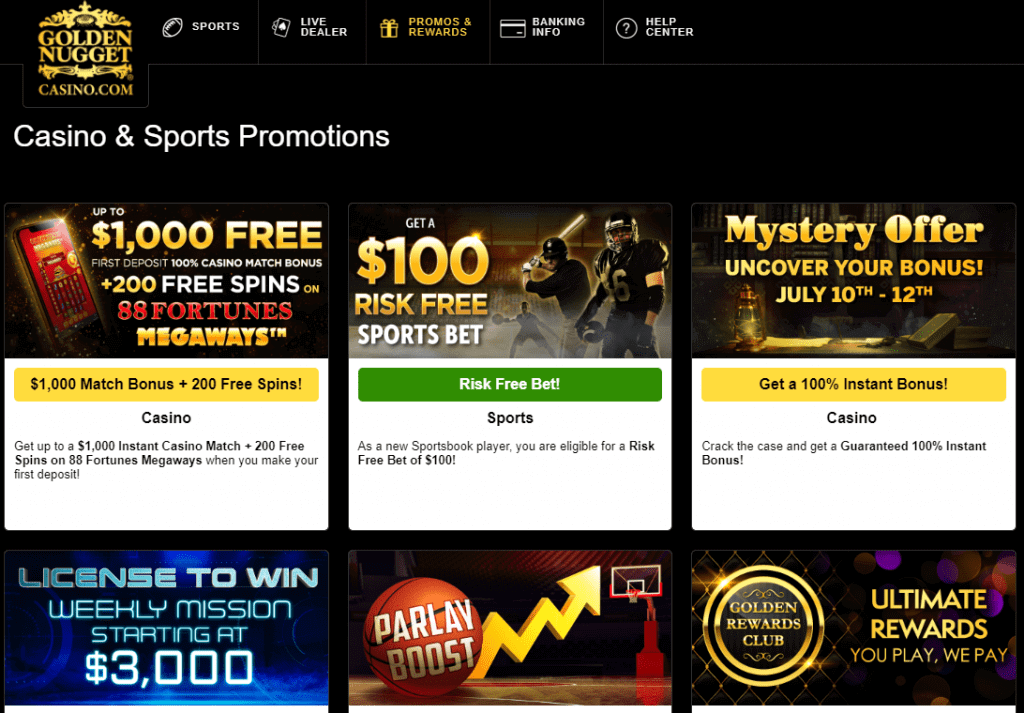 golden nugget online casino bonus code